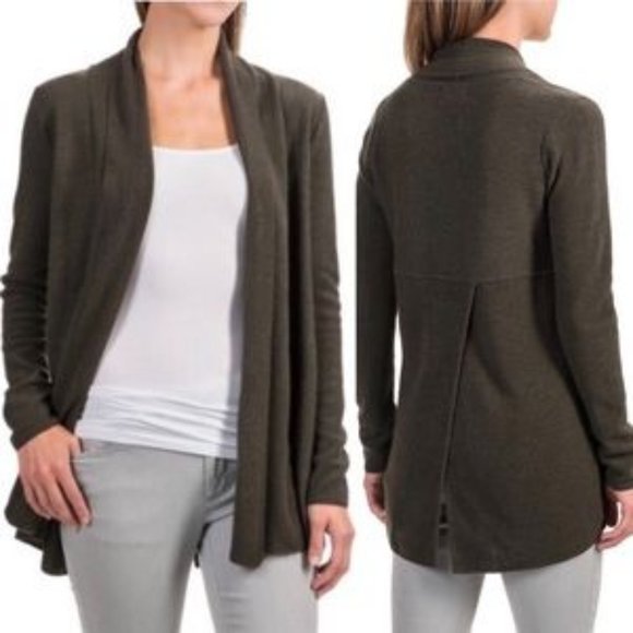 Adrienne Vittadini Sweaters - Adrienne Vittadini Olive Green Merino Open Sweater